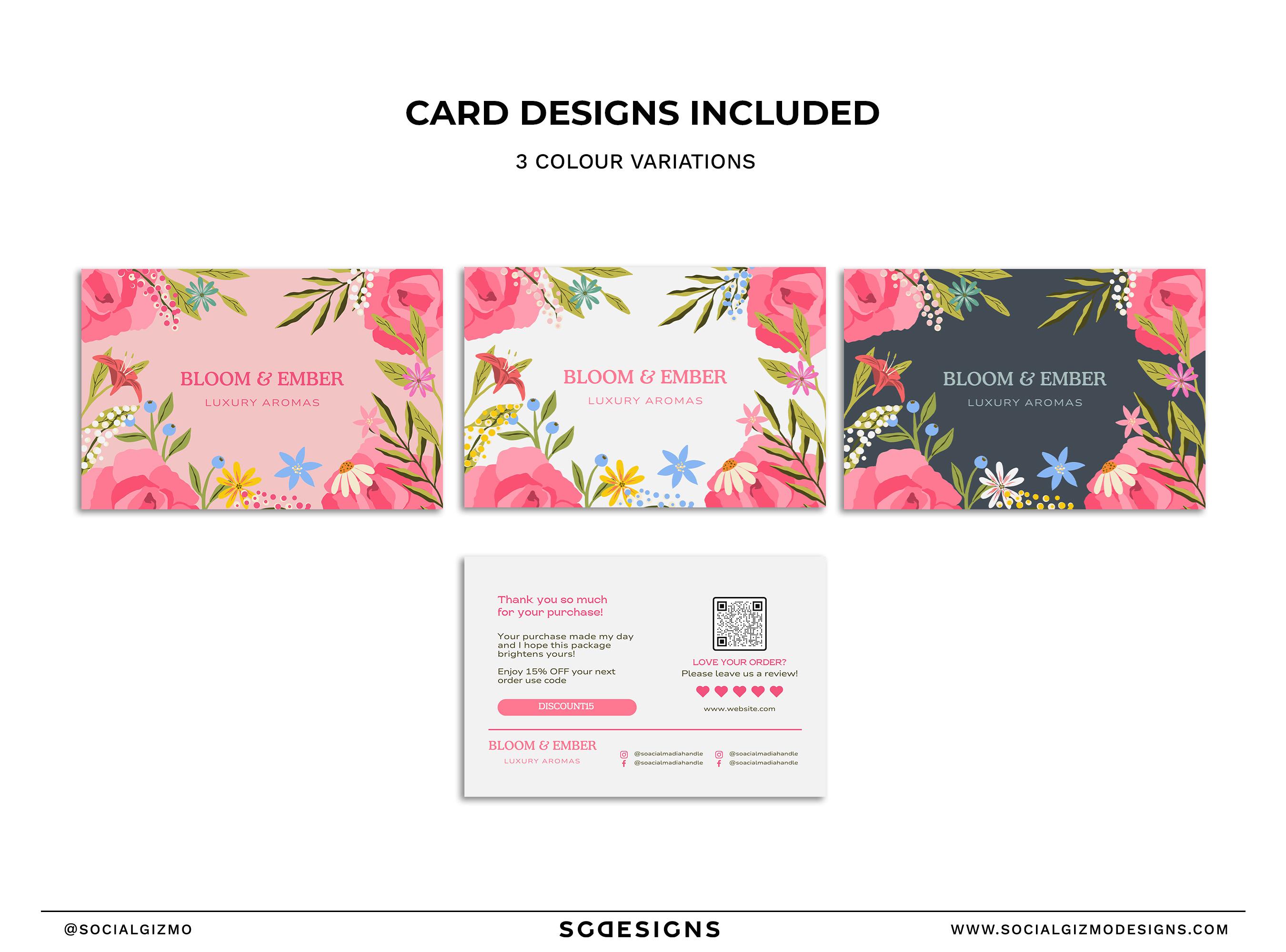 Editable Floral Thank You Card Template for Small Business, Floral Pink ...
