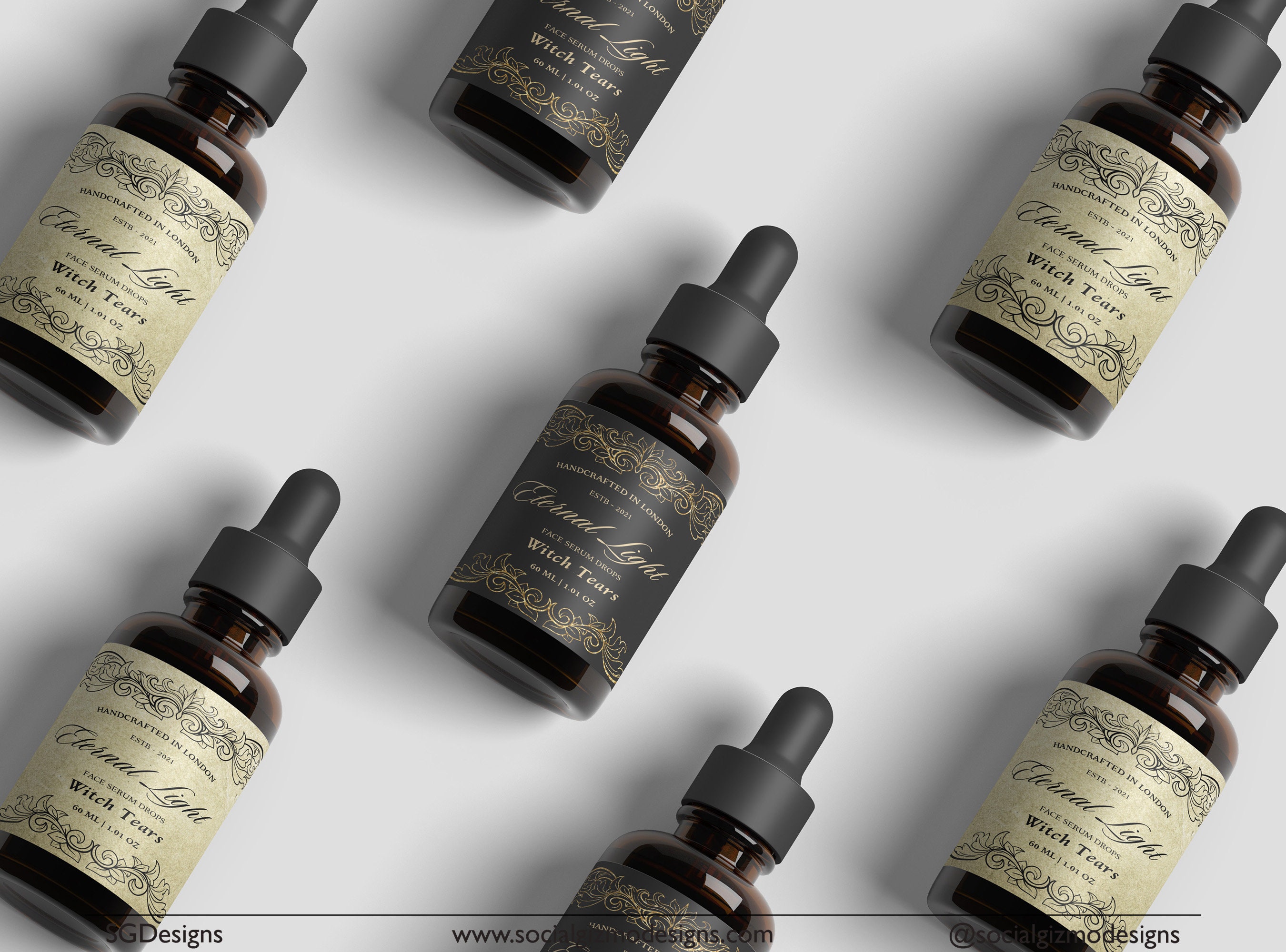 Apothecary Dropper Label Templates Editable in Canva, Vintage Witchy ...