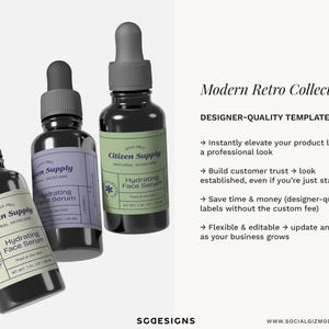 Full skincare product line with coordinated labels across packaging types, cohesive branding for beauty businesses