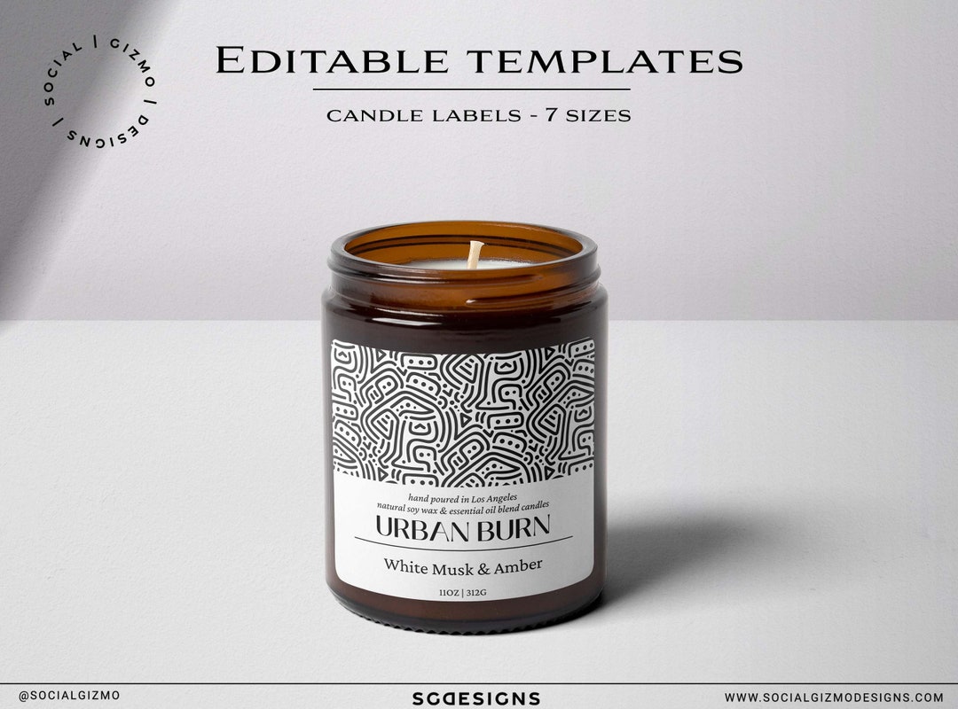 Editable Candle Labels, Modern DIY Candle Label Design, Wrap Around