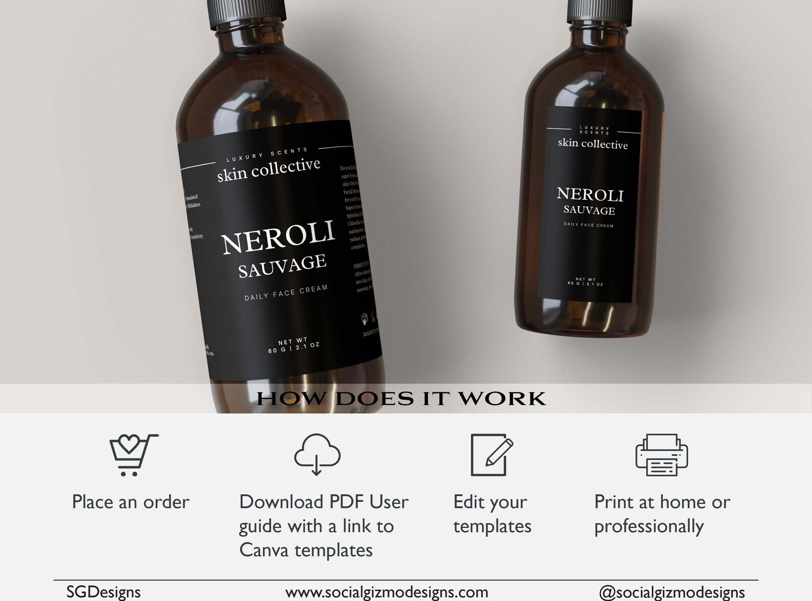 Editable Cosmetic Labels, Modern Label Set Design, Luxury Product Label