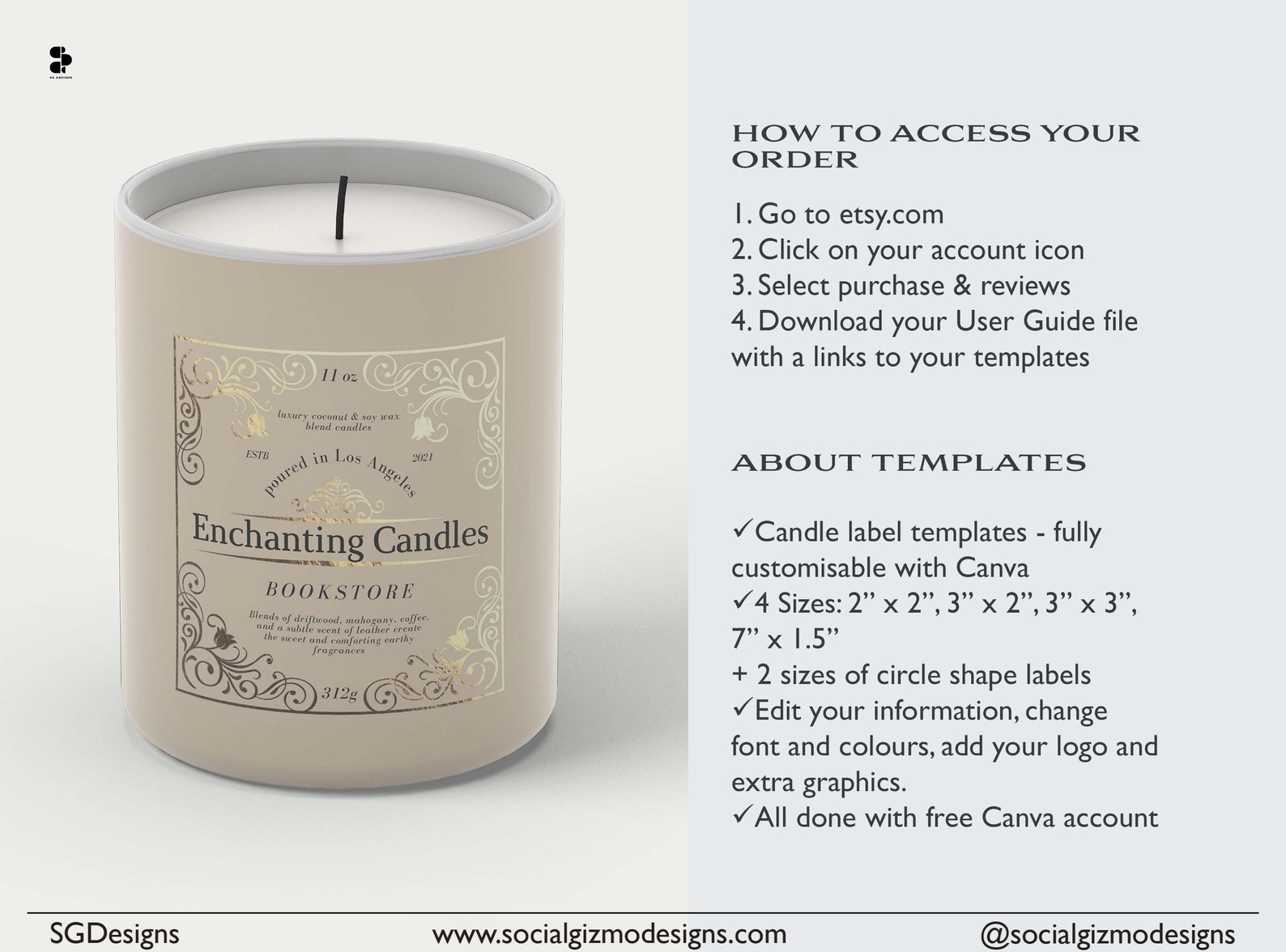 Elegant Candle Labels Apothecary Candle Label Templates Etsy