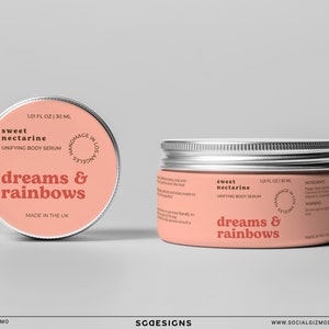 Retro Body Product Labels, Editable Jar Label Set Design, Wrap around Jar Label Template, DIY Body Scrub Labels, Skincare Jar Label #63