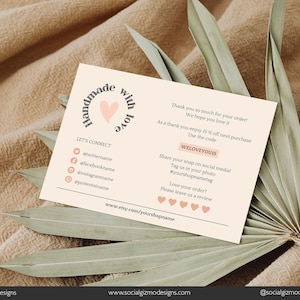 Beige Boho Business Dankeskartenvorlage, kleine Unternehmen druckbare Dankeskarte, danke für Ihre Bestellung Karte, Dankeskartenvorlage