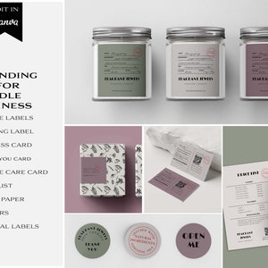 DIY Modern Apothecary Branding Kit for Candles, Apothecary Candle Branding Templates, Editable Vintage Branding Package for Candle BIZ #027