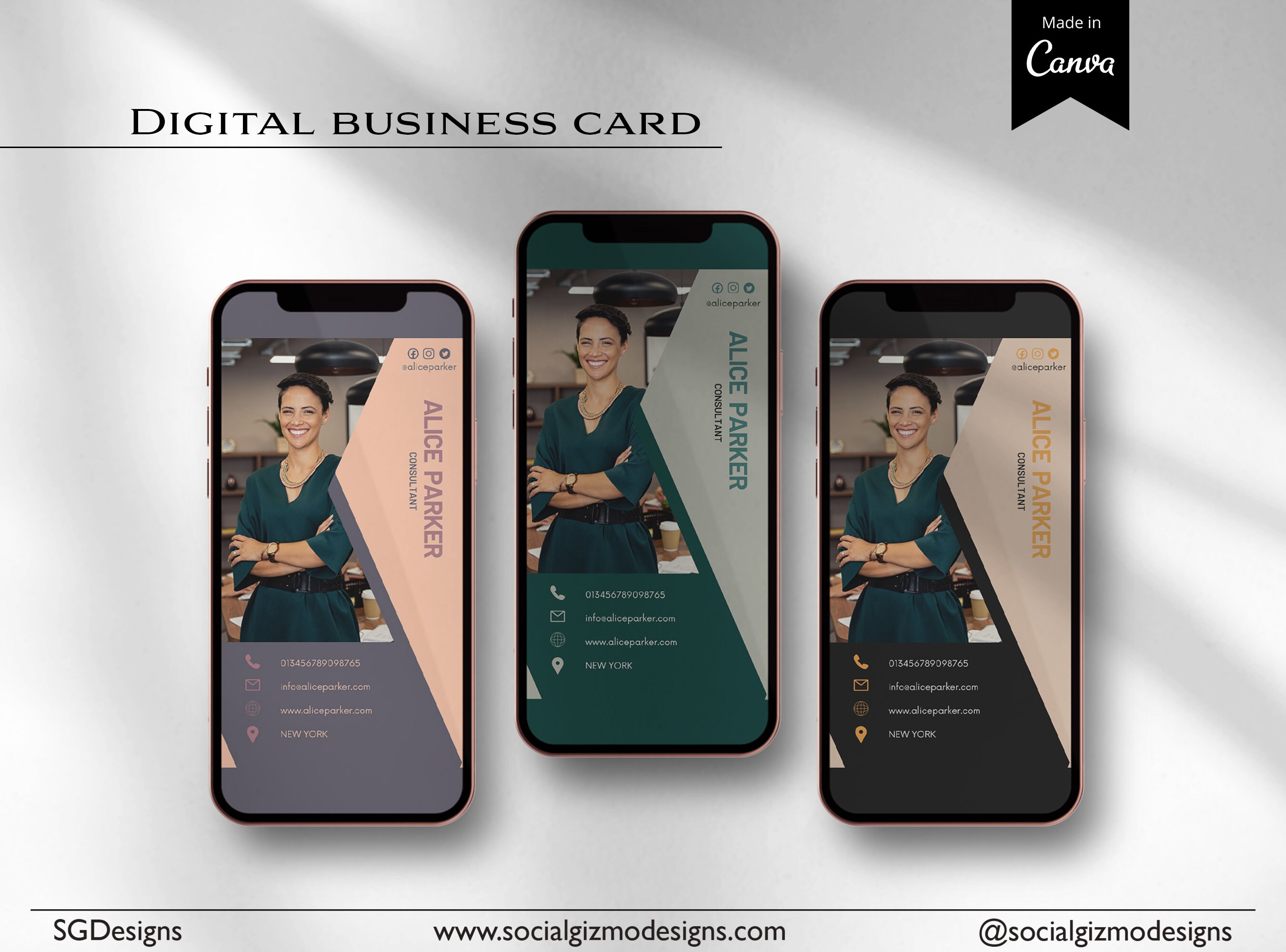Digital Business Card Template Virtual Business Card Etsy España