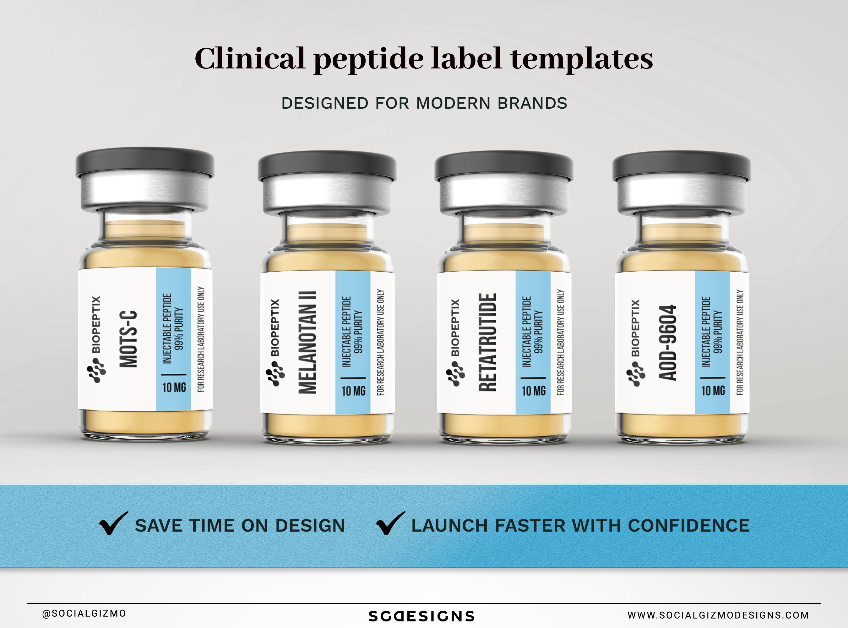 Peptide Vial Label Template 2x1, Clinical Lab Style Bottle Labels Canva ...