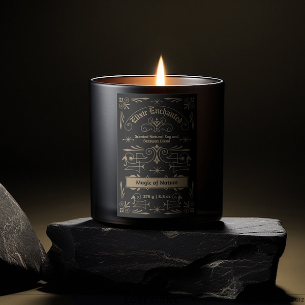 Elegant DIY Witchcraft Candle Label Templates, Editable Black Alchemy Candle Labels, DIY Apothecary Candle Labels, DIY Celestial Labels #019