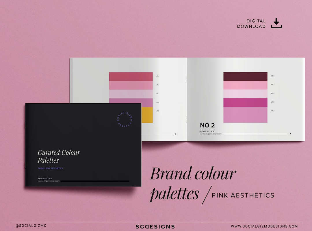 Brand Color Palette, Pink Brand Color Palette, Bold Colour Schemes, Brand Palette, Printable