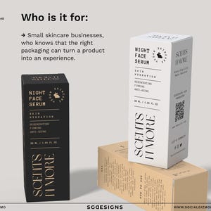 Minimal luxury editable dropper box templates, in 3 colorways designed for small skincare businesses