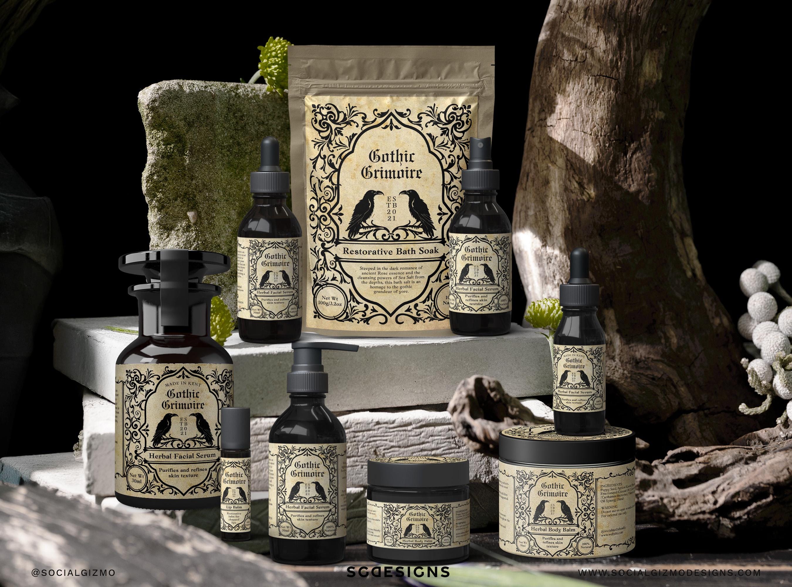 Apothecary Skincare Label Templates Editable Canva, Vintage Raven ...