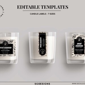 Modern Candle Labels, Black Candle Label Design, Luxury Candle Templates, Printable Candle Label, Digital Download, Editable Candle Label