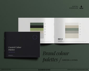 Brand Color Palette, Green Brand Color Palette, Botanical Colour Scheme, Brand Colors, Printable Color Palette Booklet, Herbal Color Schemes