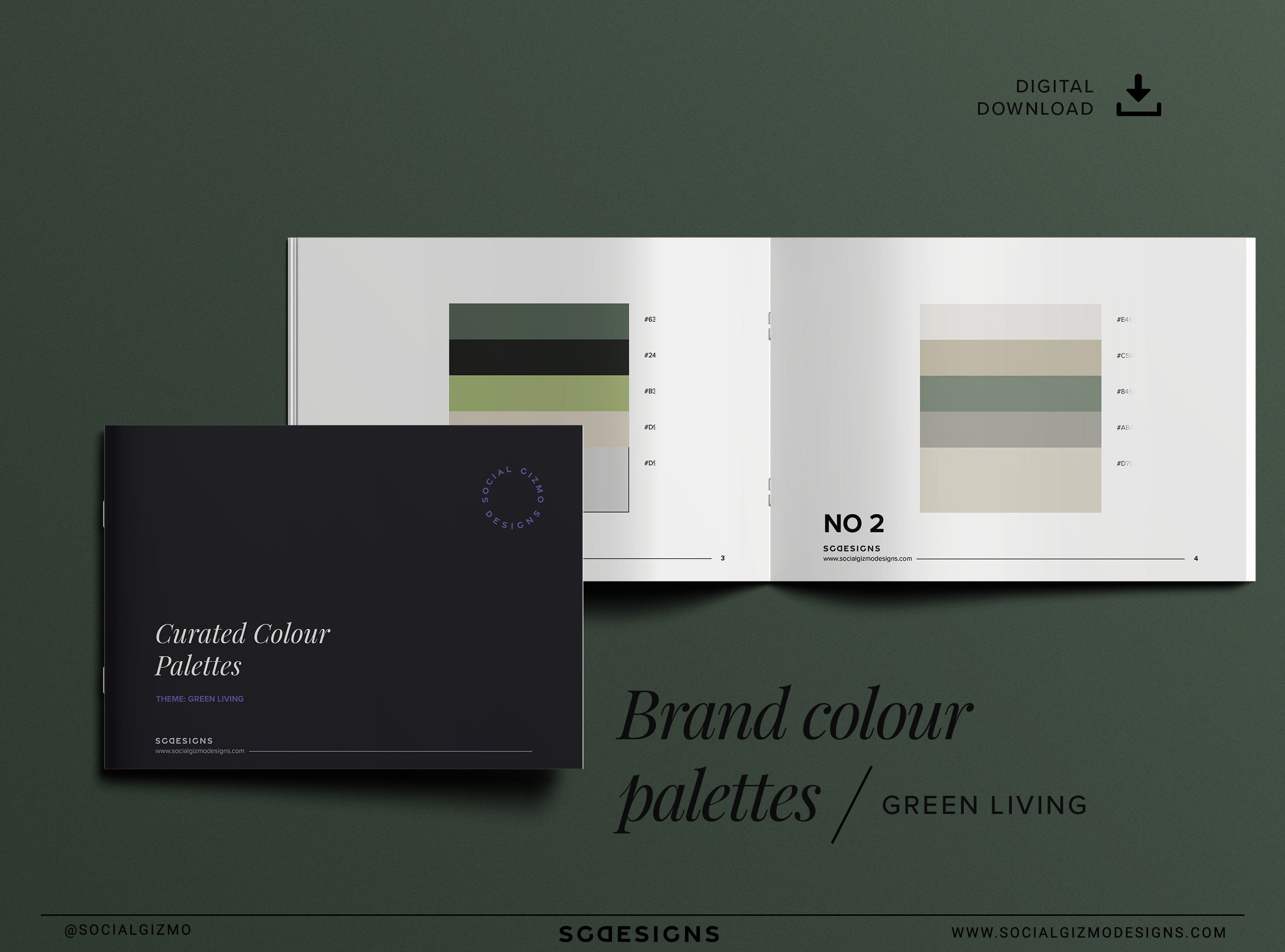 Brand Color Palette, Green Brand Color Palette, Botanical Colour Scheme, Brand Colors, Printable