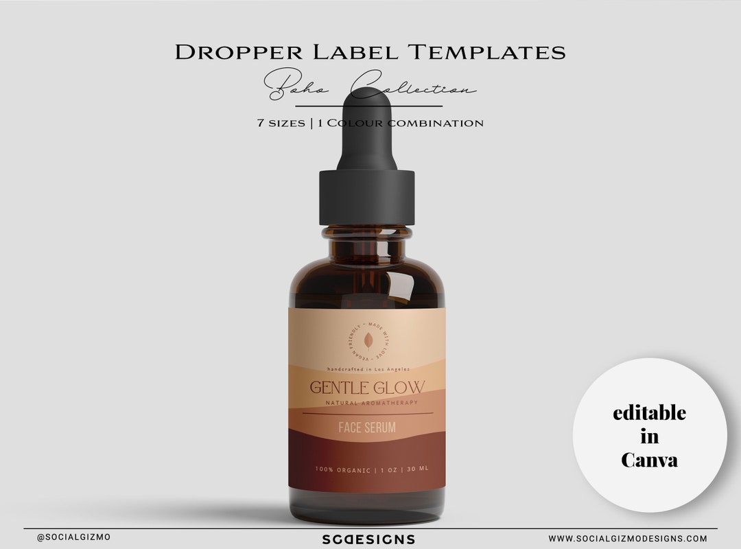 Dropper Label Template, Boho Dropper Label Design, Modern Dropper Label