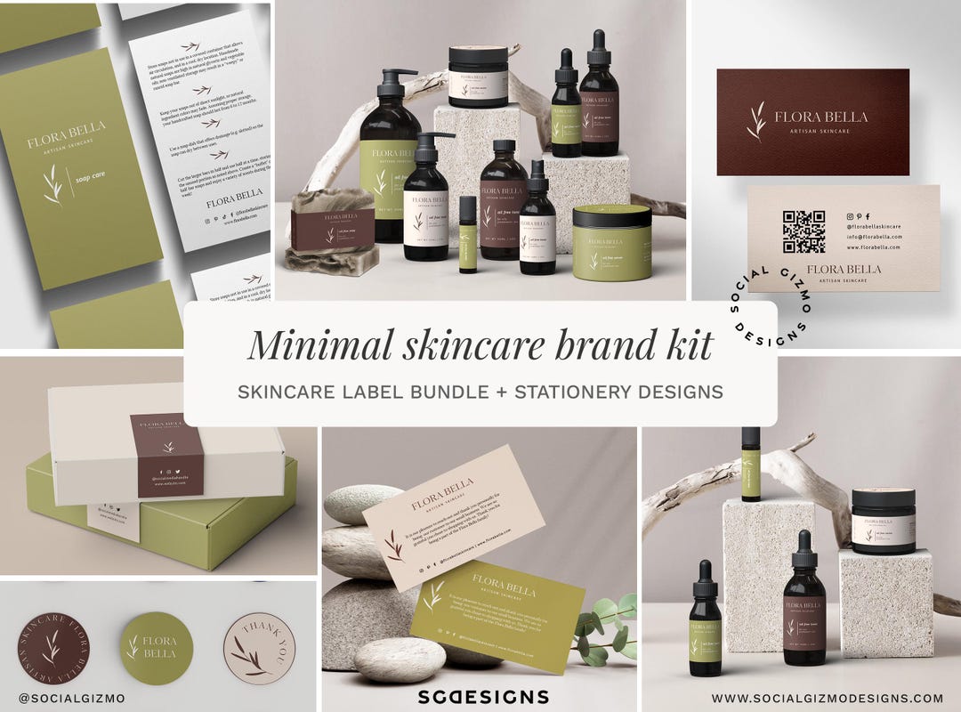 Minimal Skincare Brand Kit Editable in Canva, Beauty Branding Templates ...