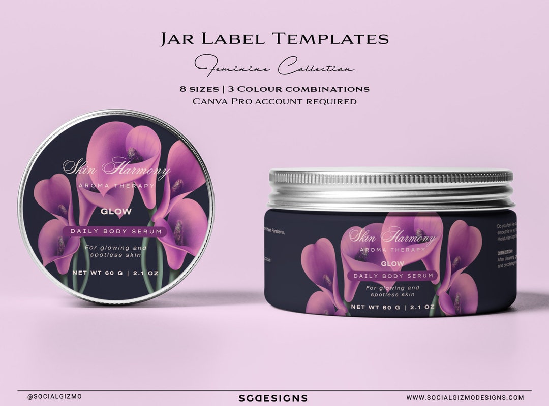 DIY Floral Jar Label Templates, Editable Body Scrub Label Design, Wrap
