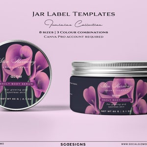 DIY Floral Jar Label Templates, Editable Body Scrub Label Design, Wrap Around Jar Product Label Template, Skincare Labels, DIY Floral Labels
