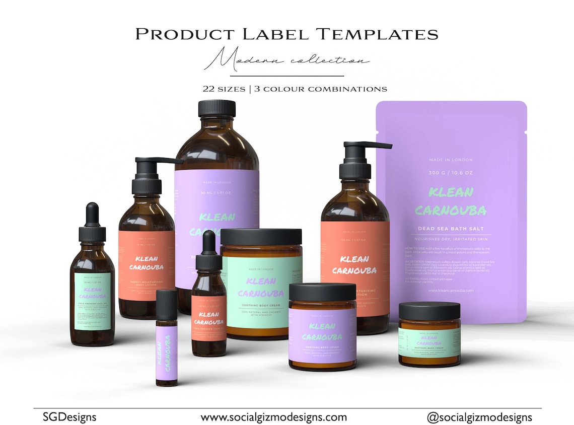 Bold Skincare Label Templates Bundle, Editable Modern Beauty & Cosmetic ...