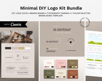 Minimal Branding Kit Canva, Modern Logo Suite for Candle & Skincare Brands, Clean Neutral Brand Identity DIY Template 067