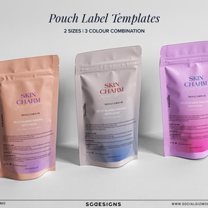 Chic DIY Pouch Label Templates, Modern Pink Pouch Labels, DIY Pouch Packaging Design, Editable Bath Salts Label, Gradient Pouch Sticker #064