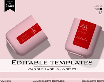 DIY Chic Candle Label, Modern Candle Label Design, Tin Candle Label Template, DIY Pink Candle Label, Digital Download, Candle Label Set #041