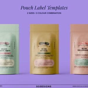 DIY Pink Retro Pouch Label Template, Funky Editable Pouch Label, Bath Salts Playful Pouch Labels, Pouch Packaging, Bath Salts Label #008