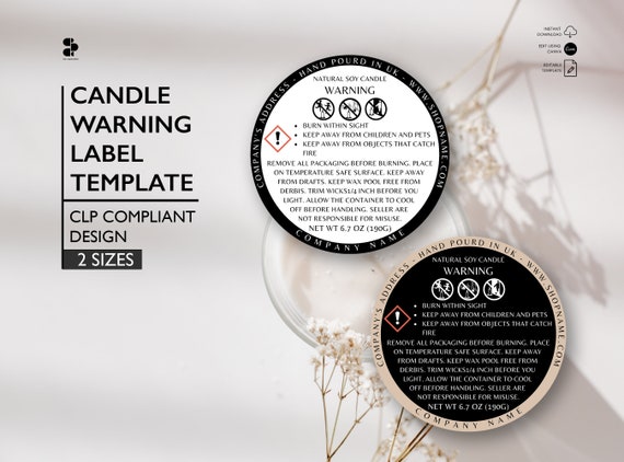 CLP Label Template Candle Warning Labels DIY Candle Warning | Etsy