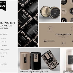 Luxury Branding Kit for Candle business, DIY Branding Kit for Candles, DIY Black Branding for Small Candle Business, Black Branding Kit #030