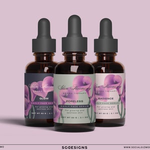 Floral DIY Dropper Label Template, Editable Luxury Serum Label Design, Elegant Face Oil Label Template, Chic Dropper Labels #038