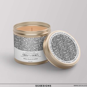 Editable Candle Labels, Modern DIY Candle Label Design, Wrap Around Candle Label Templates, Editable White Candle Labels, Candle Label Set