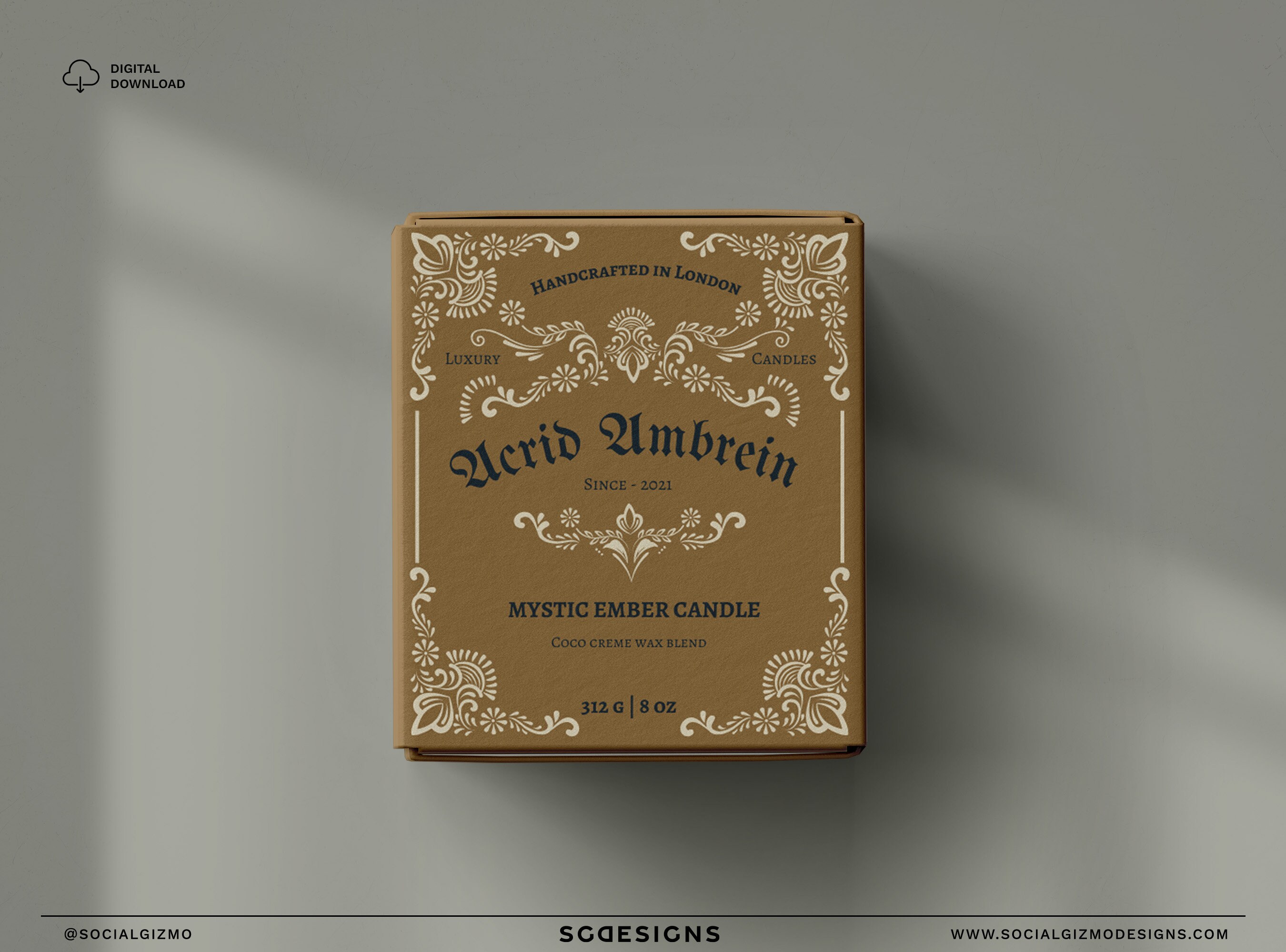 Apothecary Candle Box Template, Vintage Candle Packaging Box Design ...