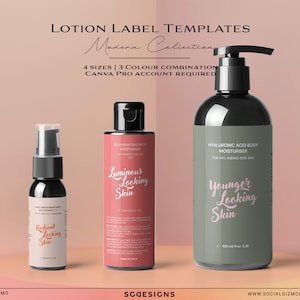 DIY Modern Lotion Label, Editable Feminine Mousse Label, DIY Bold Skincare Label, Editable Pink Cosmo Bottle Labels, Chic Templates, #009