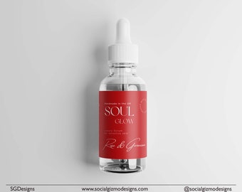 Plantilla de etiqueta de gotero de suero (Canva), conjunto de etiquetas editables para botellas de productos para el cuidado de la piel, envases de gotero para cosméticos, diseño de etiquetas para productos de belleza 041