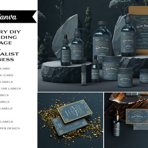 Apothecary Skincare Branding Kit, Editable Canva Cosmetic Labels, Luxury Witchy Vintage Packaging Bundle 040