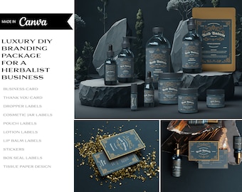 Elegant Vintage Skincare Branding Kit, Editable Canva Branding Templates, DIY Apothecary Brand Package for Small Beauty Business #040