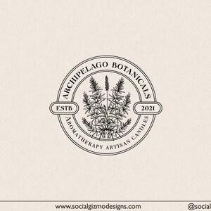 Round Logo Design for Candle Business, Vintage Logo Design, Aromatherapy Logo, Herbal Logo, Premade Logo Design, Botanical Logo Design