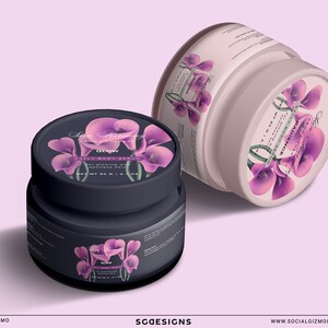 DIY Floral Jar Label Templates, Editable Body Scrub Label Design, Wrap Around Jar Product Labels, Skincare Labels, DIY Floral Labels #038