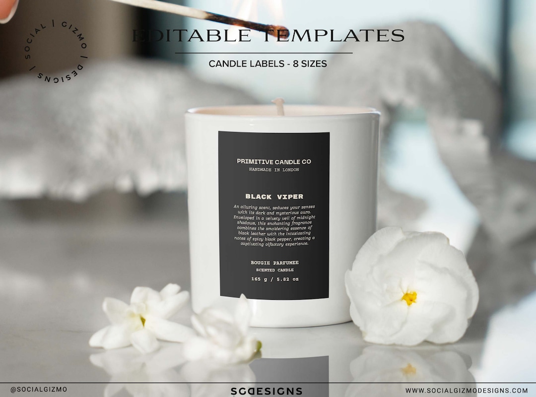 Minimal DIY Candle Labels, Black Candle Label Template, Luxury DIY