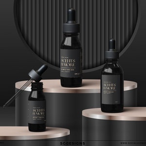 Black DIY Skincare Labels, Luxury Beauty Labels, Minimal Black Cosmetic Labels, Modern Black Cosmetic Label Template, Black Gold Labels #017 image 2