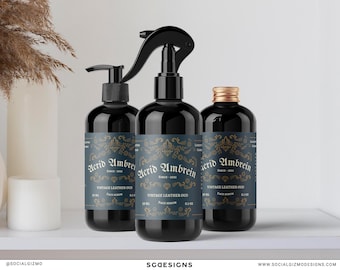 Cosmetic Bottle Label Template Canva, Vintage Apothecary Skincare Labels, Ornate Serum & Lotion Label Design 040
