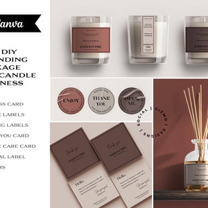 Minimal Candle Business Branding Kit: DIY Candle Label Bundle, Stationery and Packaging Templates (Canva)