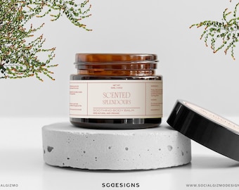 Minimalist Glasetiketten Vorlagen Canva, Kosmetik Etiketten Vorlage Set, Etiketten für Hautpflegeprodukte, Wickeletiketten 013