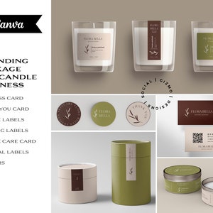 Minimal DIY Candle Branding Kit Templates, Botanical DIY Branding Package for Candles, Candle Business Branding, Editable Branding Templates