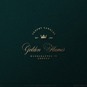Luxury Crown Logo Design, Elegant Script Logo for Candles, Crown Emblem Logo Design for Candles, Gold Foil Crown Logo, Gold Foil Logo