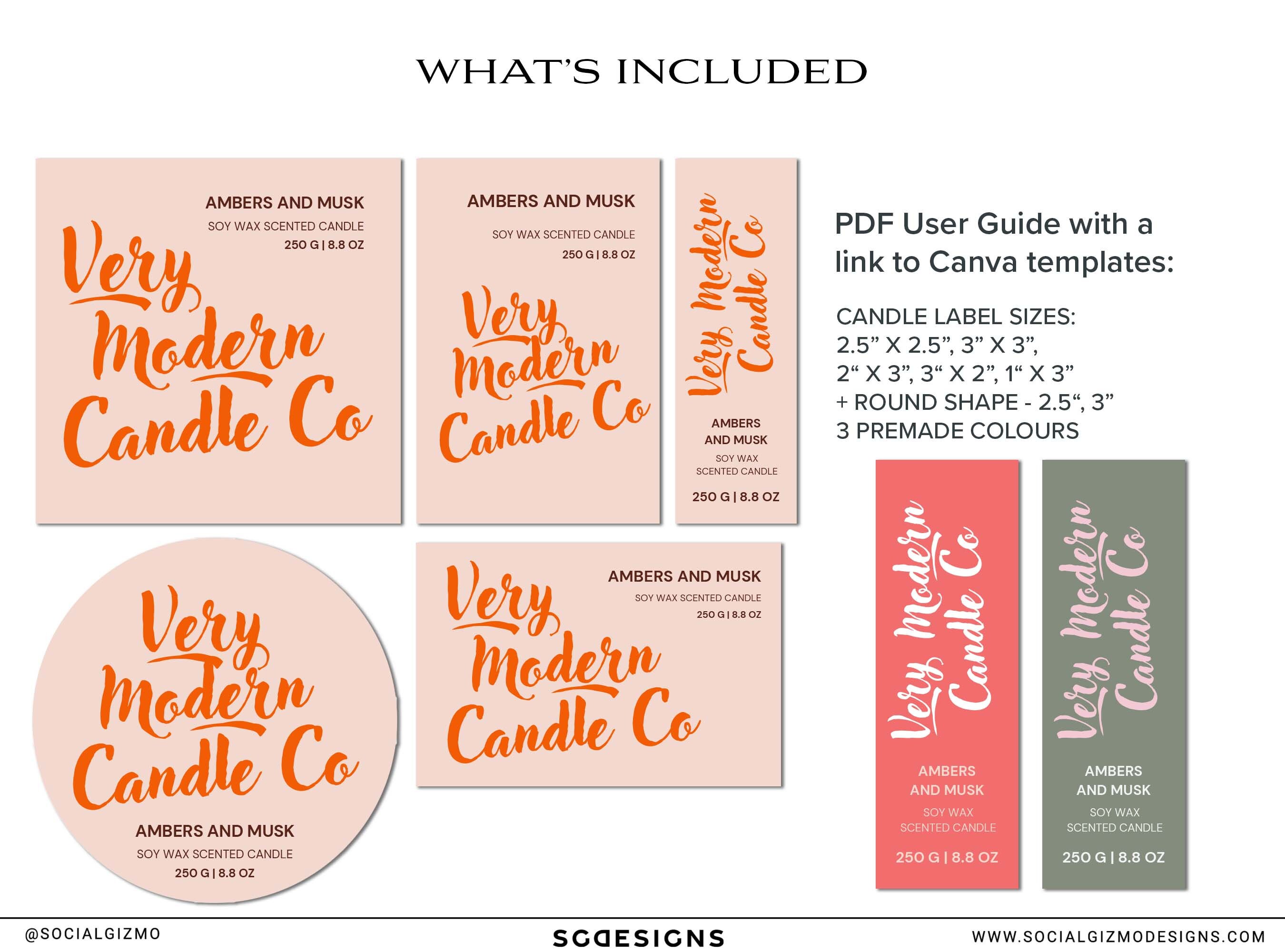 Editable Bold Candle Labels, Modern Candle Label Templates, Tin Candle