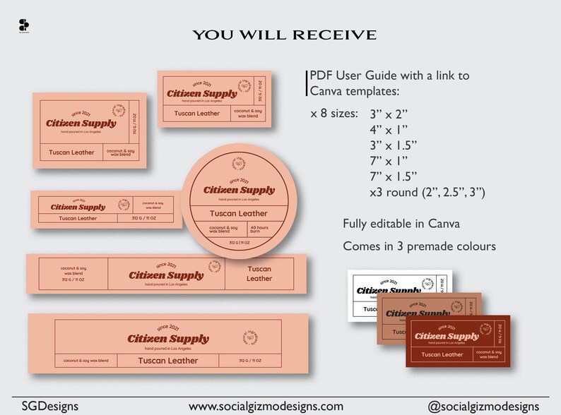 Retro DIY Candle Tin Labels Wrap Around Candle Tin Label Etsy