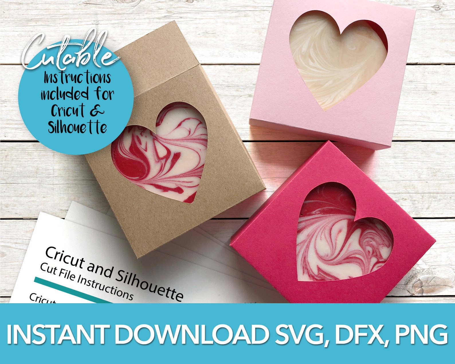 Heart Gift Box Square Box Template SVG for Cricut Cut File Etsy