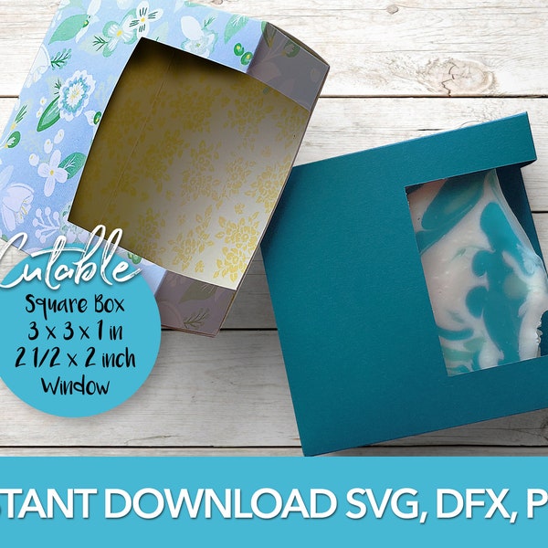 Square Box Template, Box SVG for Cricut, DFX for Silhouette, Instant Download Box, Soap Box, Box with Window, DIY Box, Display, Gift Box