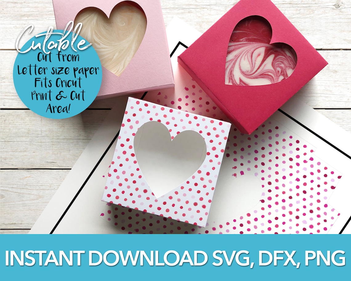 Heart Gift Box Square Box Template SVG for Cricut Cut File
